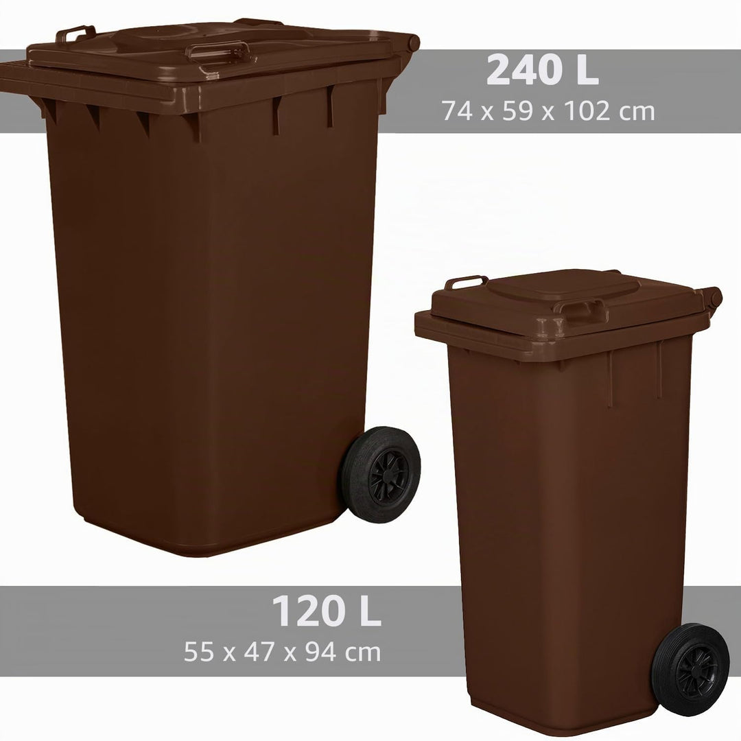 Jestic Mülltonne 120 240 mit leisen Gummirädern, für Mülltrennung, Recycling innen aussen, EN840 (24