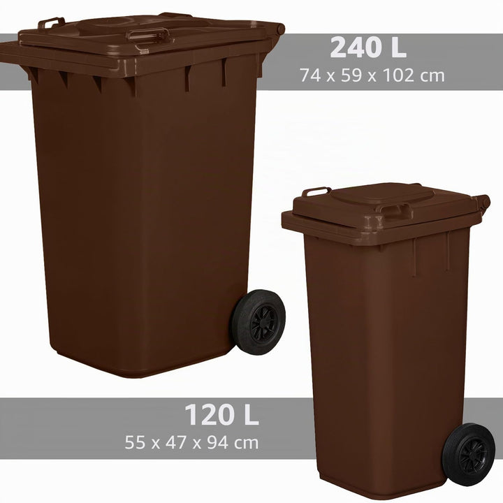Jestic Mülltonne 120 240 mit leisen Gummirädern, für Mülltrennung, Recycling innen aussen, EN840 (24