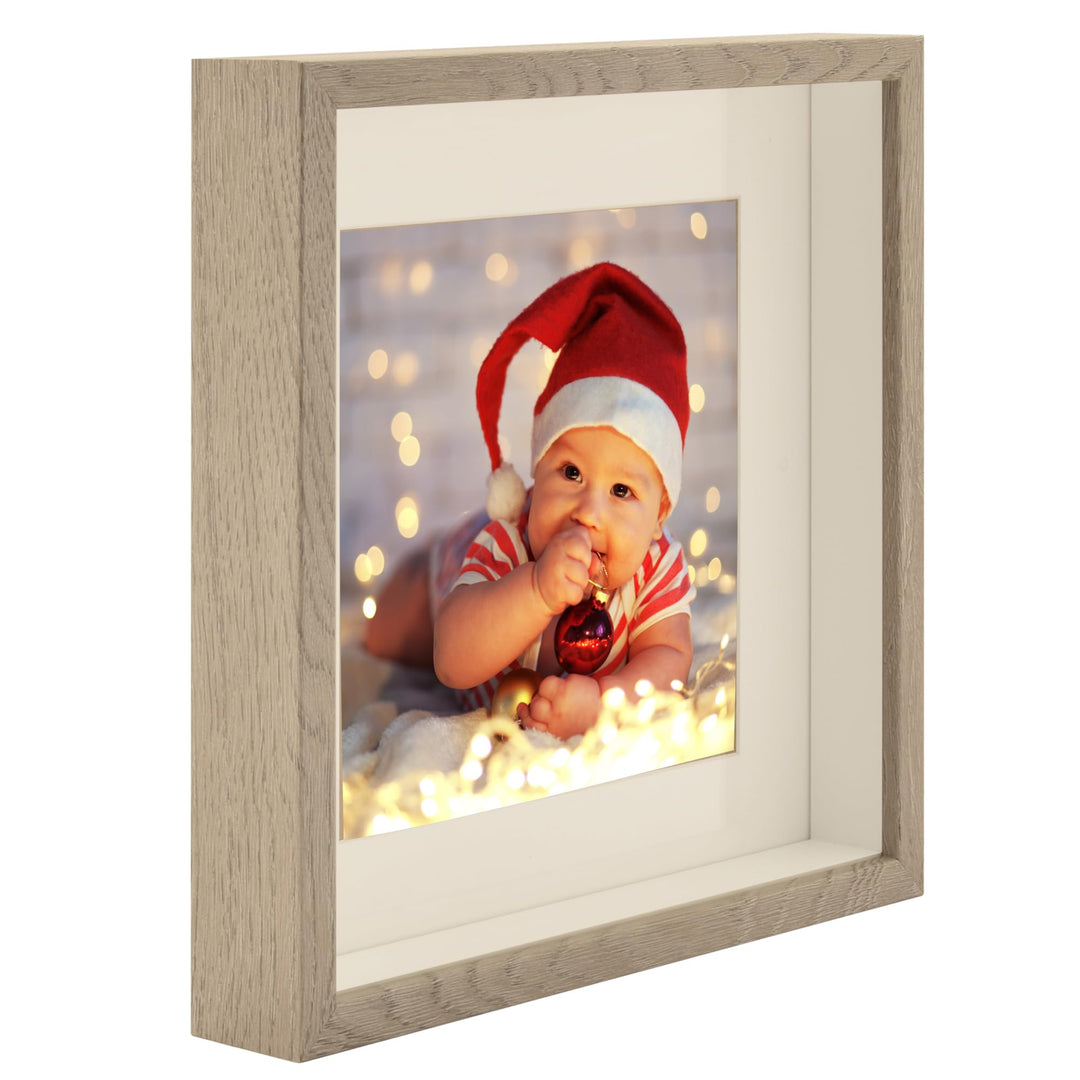 BD ART 28x28 Bilderrahmen 3D zum Befüllen Objektrahmen Rahmen für Objekte mit plexiglas/Eiche Trüffe