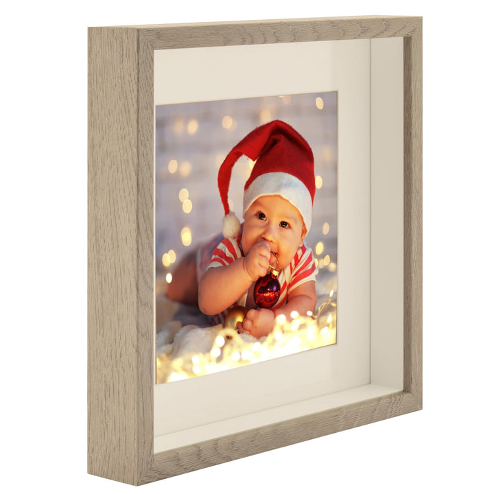 BD ART 28x28 Bilderrahmen 3D zum Befüllen Objektrahmen Rahmen für Objekte mit plexiglas/Eiche Trüffe