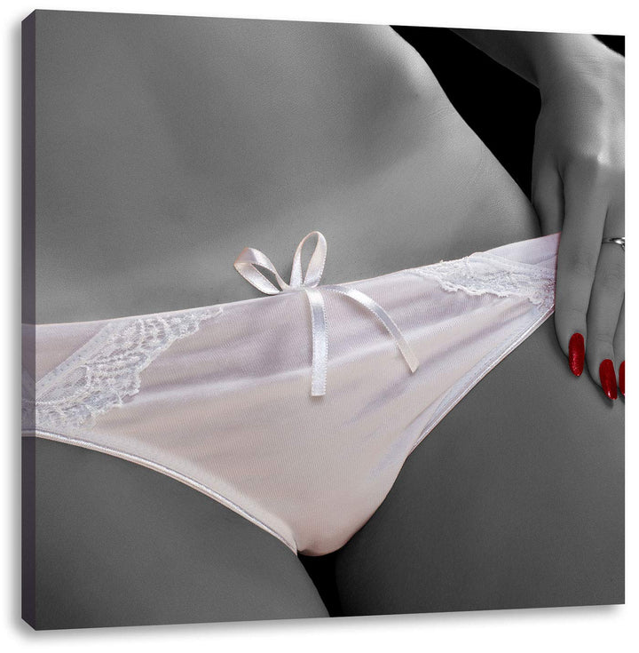 Pixxprint weisses Dessous als Leinwandbild/Grösse: 70x70 cm/Wandbild/Kunstdruck/fertig bespannt, 70x