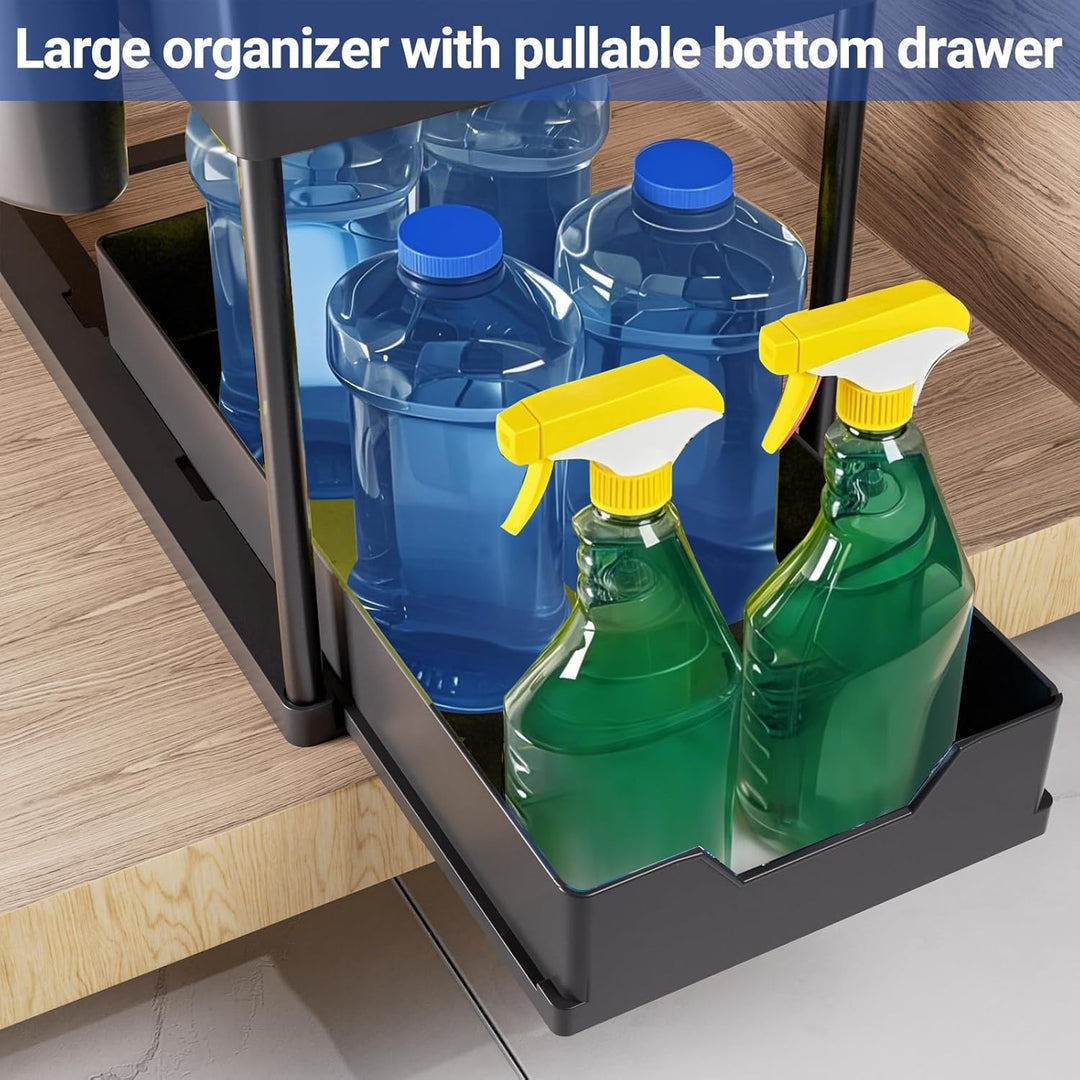 Puricon 3 Stück Ausziehbar Unter Waschbecken Regal, 2 Etagen Standregal Küche Arbeitsplatte Regal Or