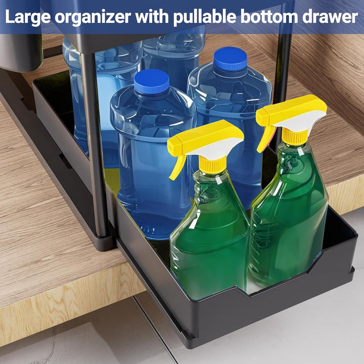 Puricon 3 Stück Ausziehbar Unter Waschbecken Regal, 2 Etagen Standregal Küche Arbeitsplatte Regal Or