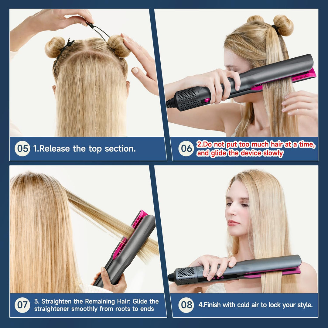 Air Haarglätter, Ionen Air Glätteisen OHNE Heizplatten, Nass bis Trocken, Glätten mit Luft, Ohne Hit