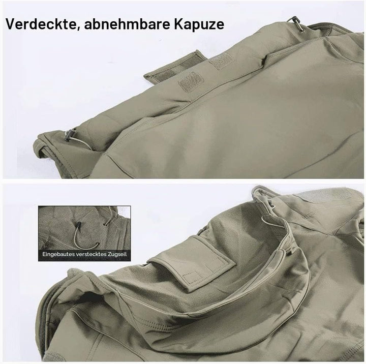 MakingDa Wasserdichte Herren-Jacke, lässiger Kapuzenmantel, Softshell-Fleece-gefüttert, Laufjacken,