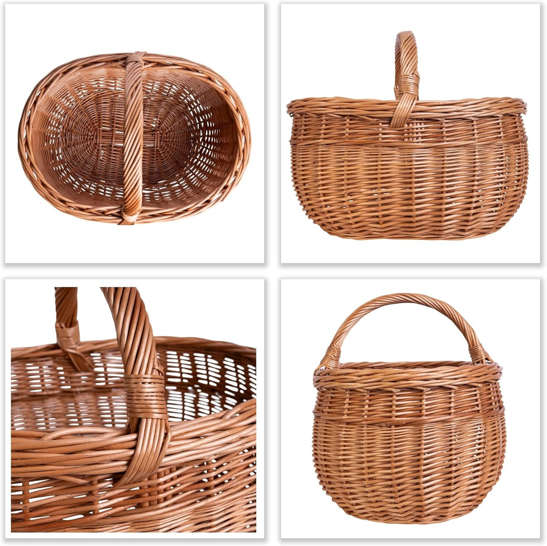 Creative Home Grosser Picknickkorb Weidenkorb mit Henkel | Einkaufskorb | 44 x 33 x 36 cm | Gross un