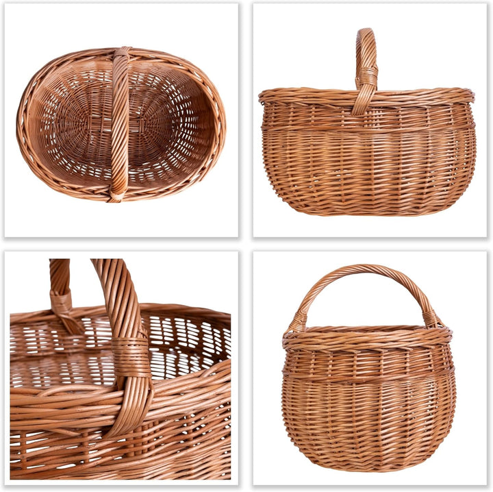 Creative Home Grosser Picknickkorb Weidenkorb mit Henkel | Einkaufskorb | 44 x 33 x 36 cm | Gross un