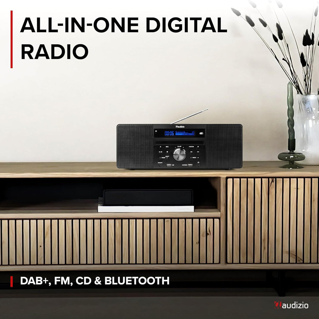 Audizio Prato - DAB Radio mit CD Player, MP3-Player, Bluetooth Radio, USB, DAB+, FM-UKW, Fernbedienu