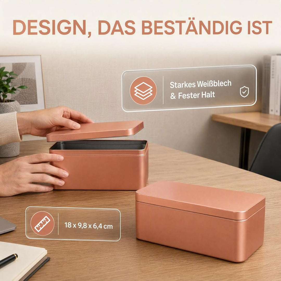 NOLITOY Blechdose 2 Stück Metall Dose Deckel Gold Rechteck Box Tee Kekse Geschenk Party Deko Fest Zu