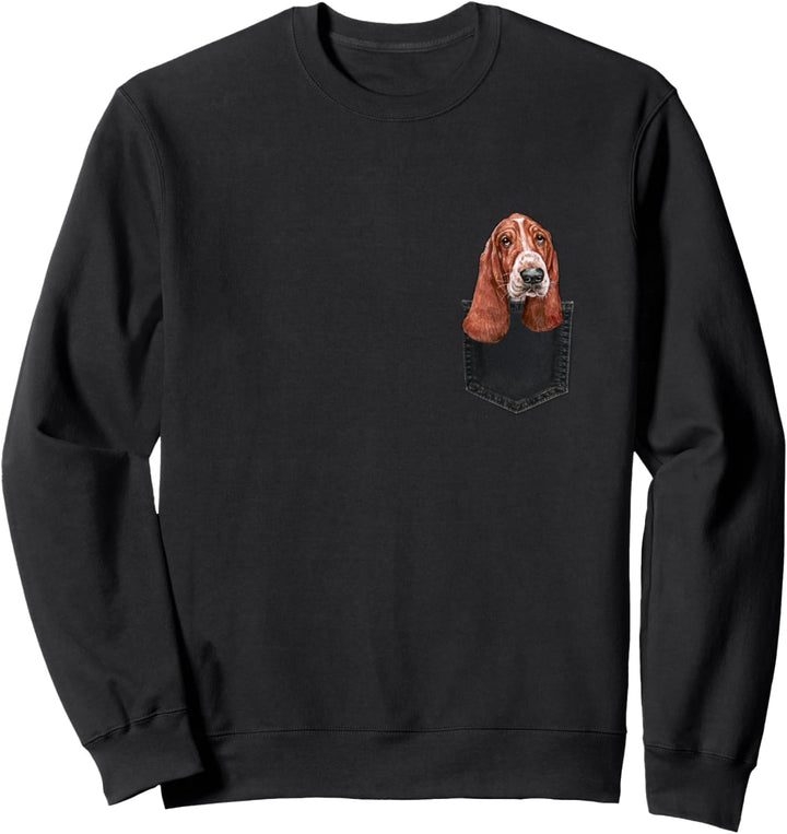 BASSET HOUND Hund in Brusttasche Dog In A Pocket Geschenk Sweatshirt