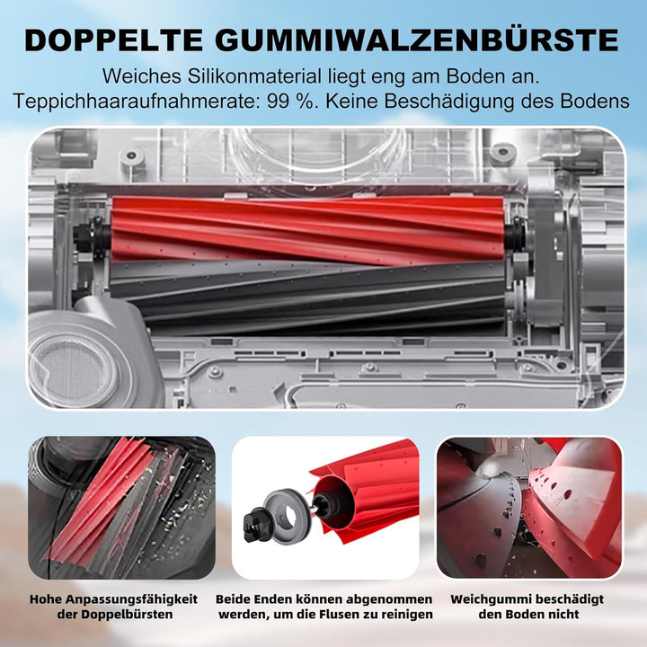 25PCS Zubehör für Roborock S8 MaxV Ultra/S8 Max Ultra Staubsauger,2 Hauptbürsten,4 HEPA-Filter,4 Mop