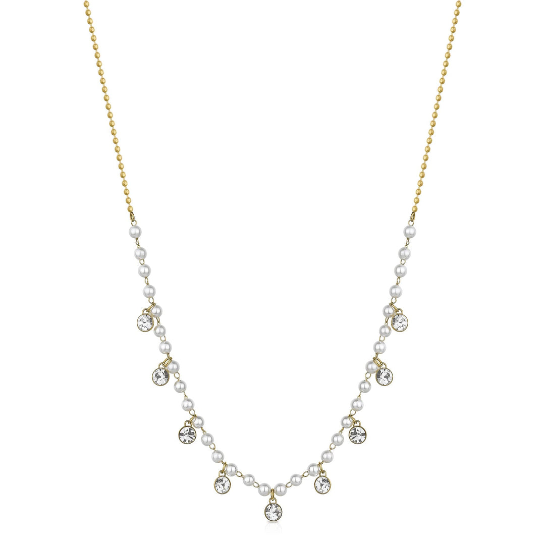 Brosway Chant BAH84 Steel golden Crystals and Pearls Woman Necklace