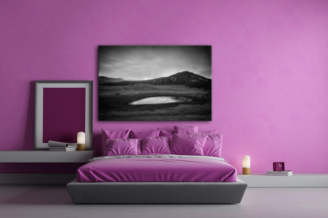 deyoli Bergsee in Japan Aso Kumamoto Format: 60x40 Effekt: Schwarz/Weiss als Leinwand, Motiv fertig
