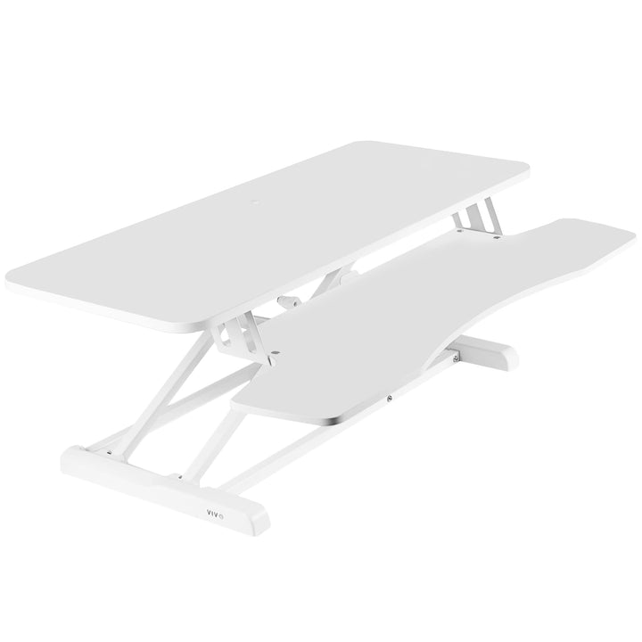 Vivo DESK-V036KW Höhenverstellbarer Schreibtischaufsatz, Sitz-Steh-Arbeitsplatz für zwei Monitore un