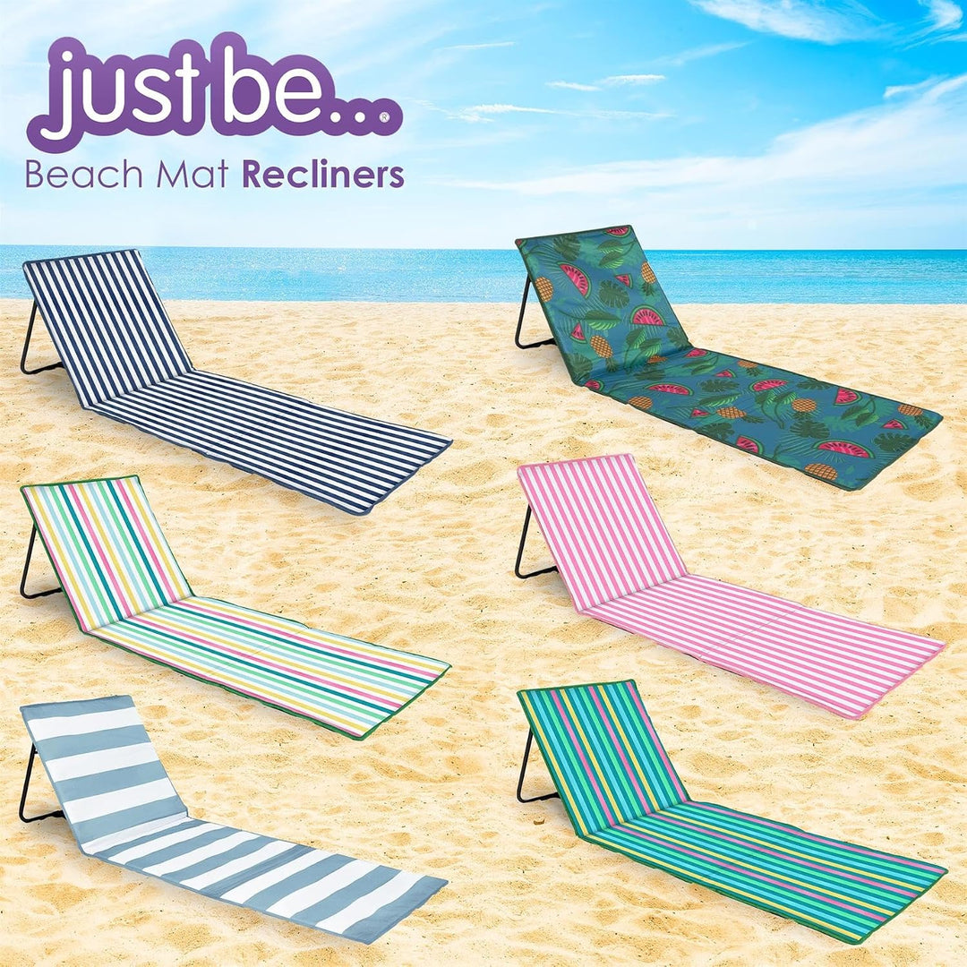 just be... 2er Set Strandmatte mit Rückenlehne klappbar – leichte, gepolsterte Strandliegen faltbar