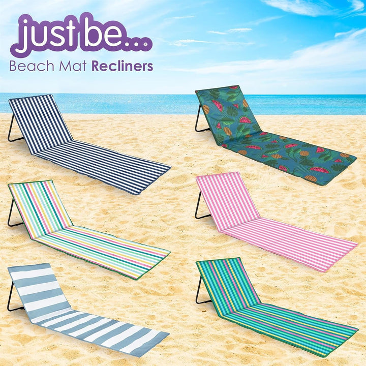 just be... 2er Set Strandmatte mit Rückenlehne klappbar – leichte, gepolsterte Strandliegen faltbar