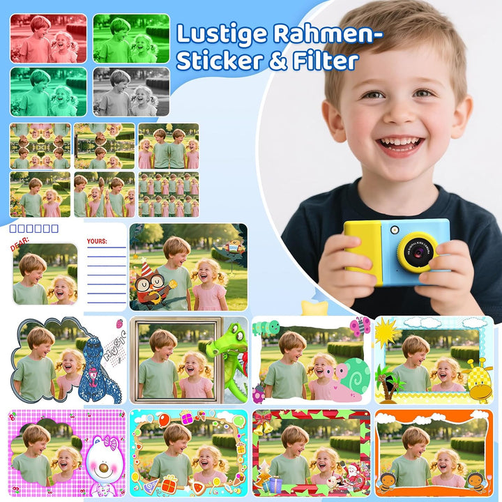 uleway Kinderkamera Sofortbildkamera, 2,4 Zoll Bildschirm Kinder Kamera mit 32G Karte und Fotopapier