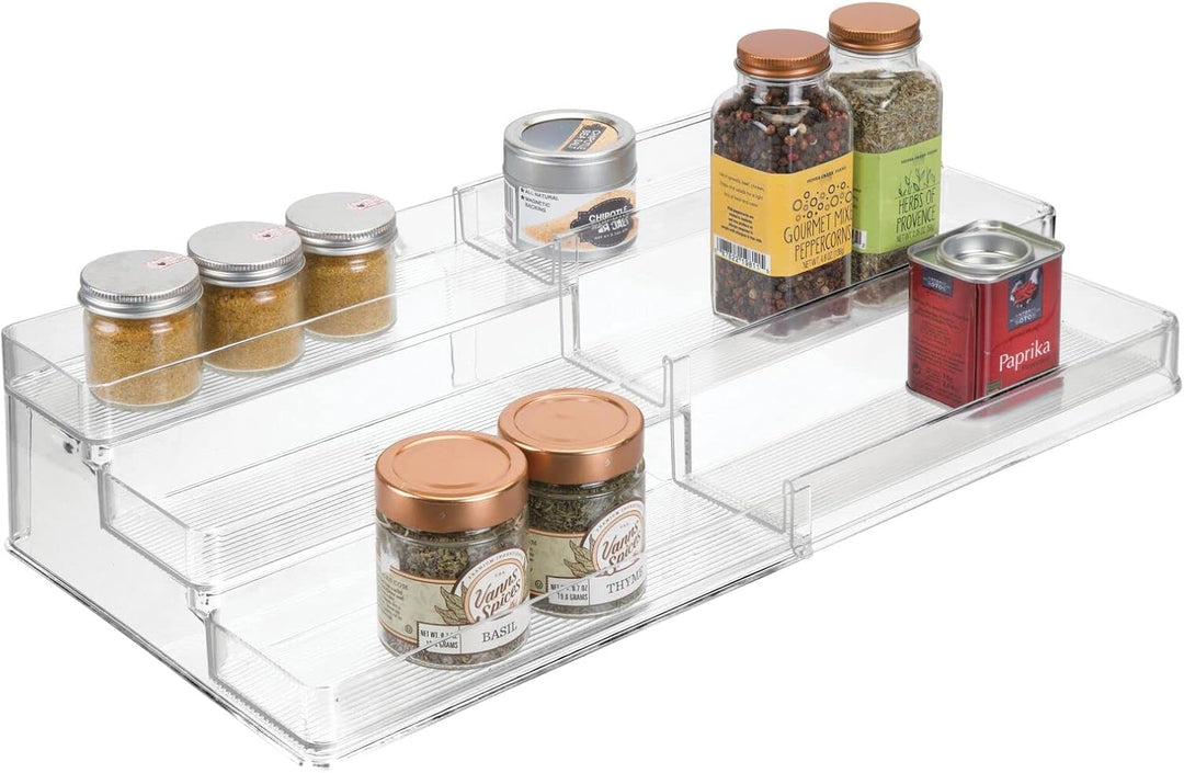 mDesign Gewürzregal für Küchenschrank und Arbeitsfläche – ausziehbarer Gewürzständer aus Kunststoff