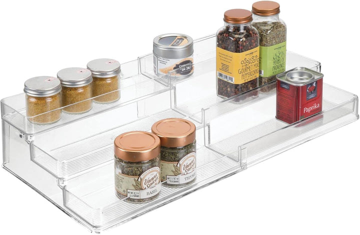 mDesign Gewürzregal für Küchenschrank und Arbeitsfläche – ausziehbarer Gewürzständer aus Kunststoff