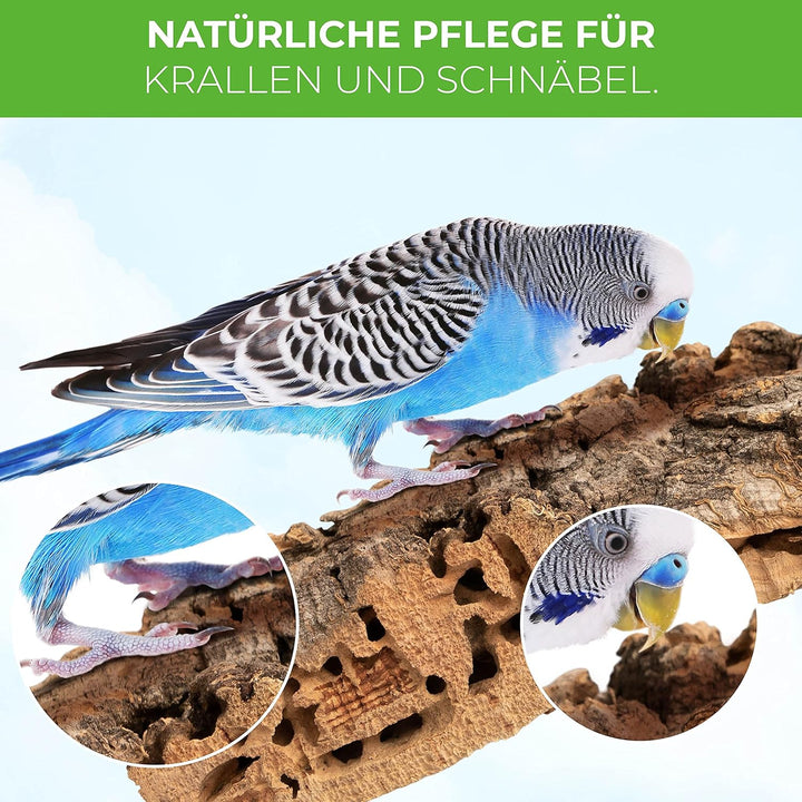 20 x 10cm plastikfrei - Korksitzbrett für Wellensittich + 2 Knabberkorken aus der Korkrinde hitzebeh