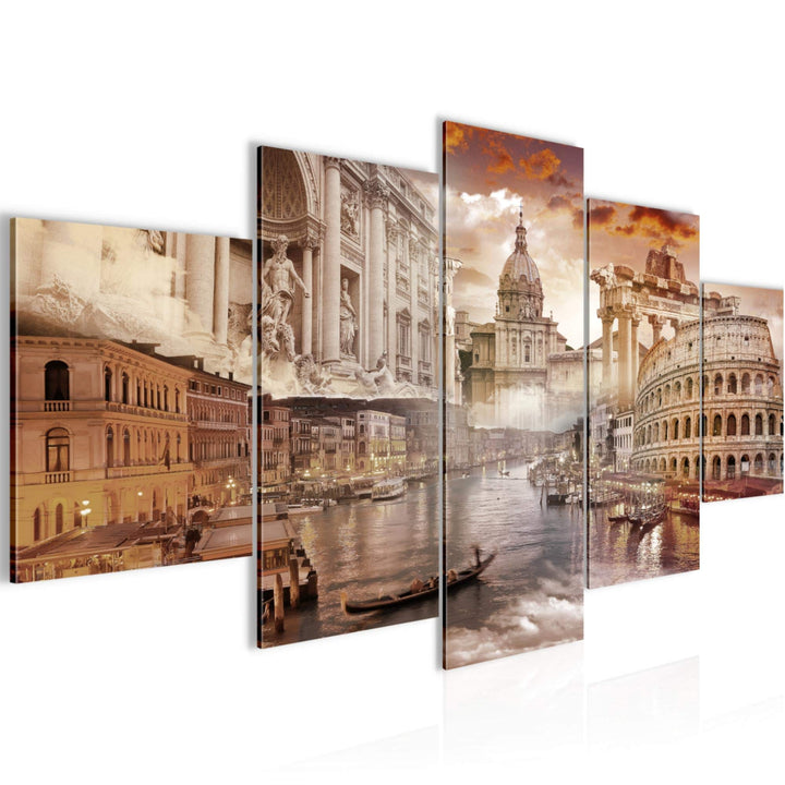 Runa Art Bild Wohnzimmer Schlafzimmer Italien 5 Teilig Architektur Antik Braun Wandbilder auf Vlies
