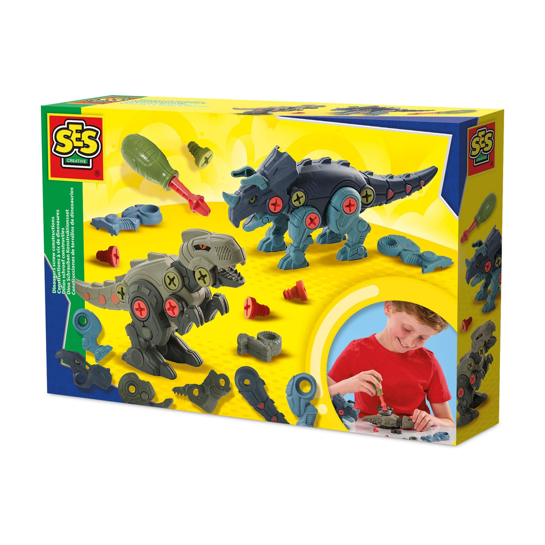 SES Creative 14291 Dino-Schraubkonstruktionen - Kreatives Bauset für Kinder ab 5 Jahren - Baue einen