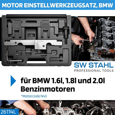 SW-Stahl 26114L Motor Einstellwerkzeug Satz I geeignet für Fahrzeuge von BMW I für 1.6l, 1.8l und 2.