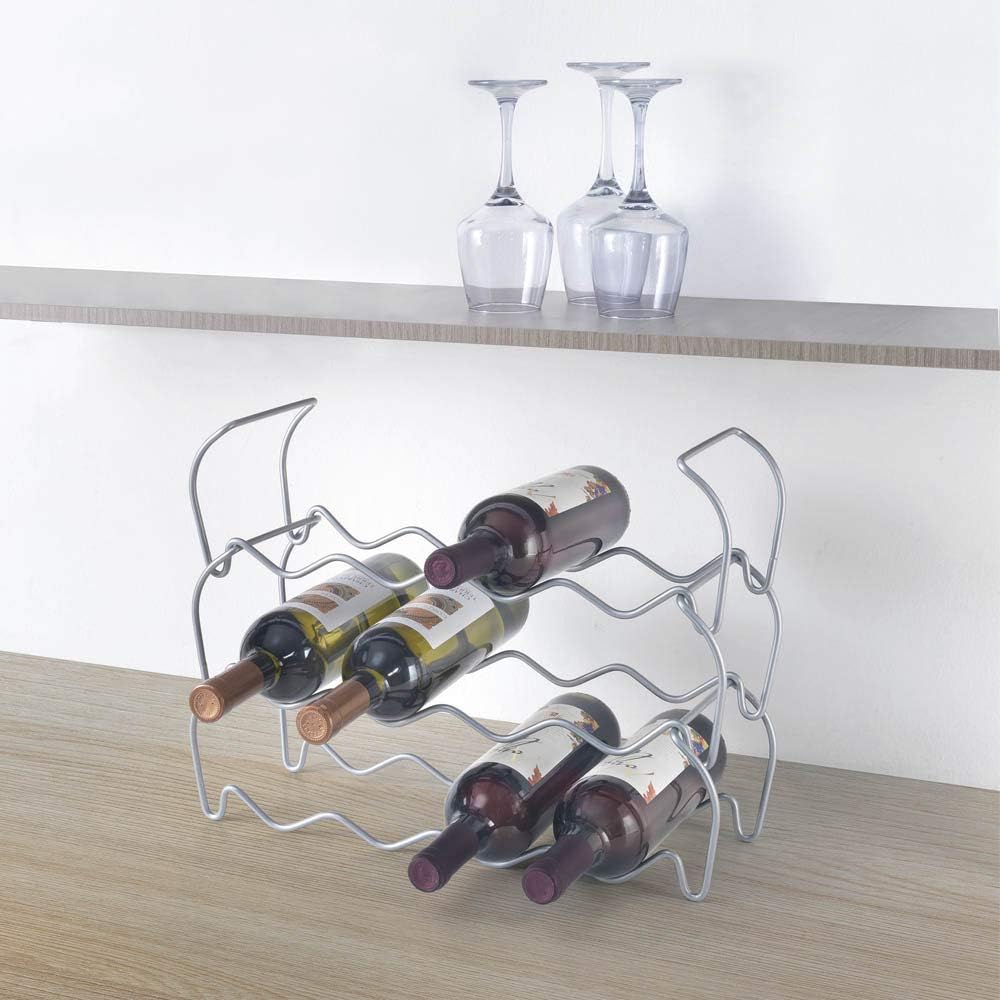 Wine-Bar Flaschenregal 3-er Set Silber, Silber