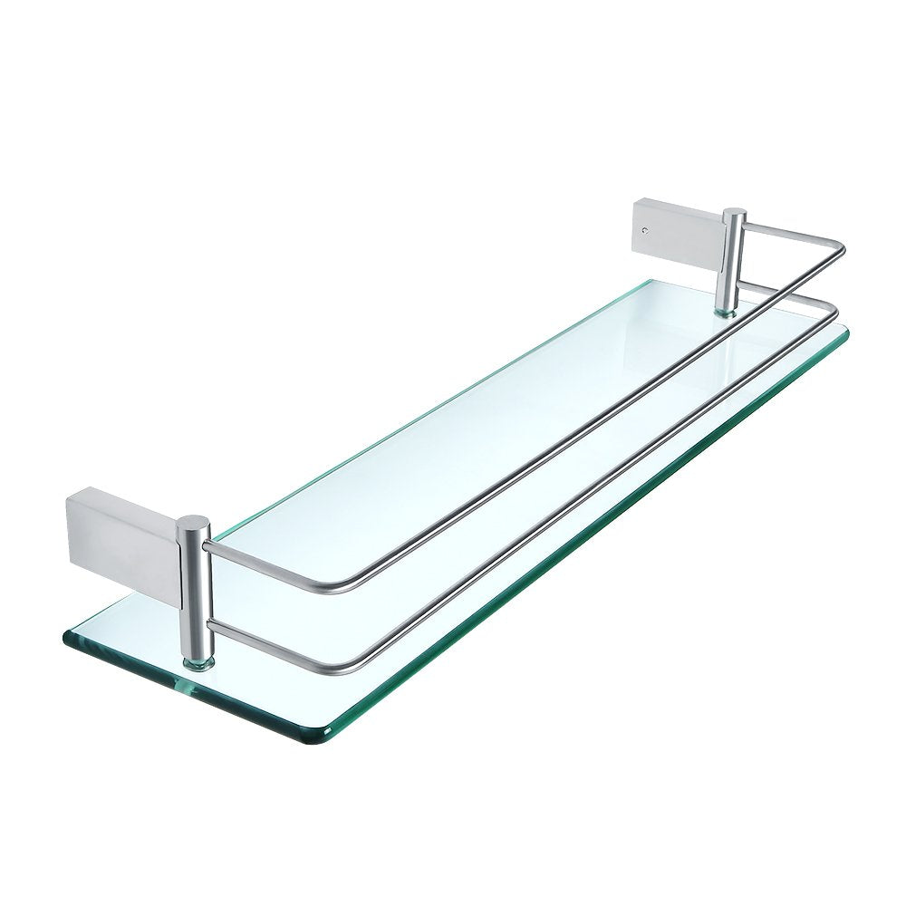 SAYAYO Duschablage Glasregal Edelstahl Duschregal Gebürstet Badezimmer Regal Duschkorb Shampoo Halte