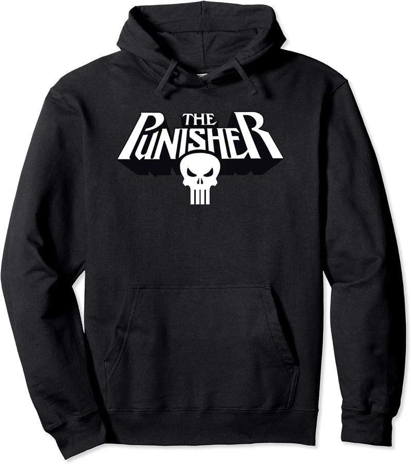 Marvel The Punisher Retro Classic Logo Clean Pullover Hoodie