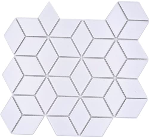 Mosaikfliese Keramik Mosaik Kombi 3D Würfel uni weiss matt Fliesenspiegel Küche MOS13-POV4_f