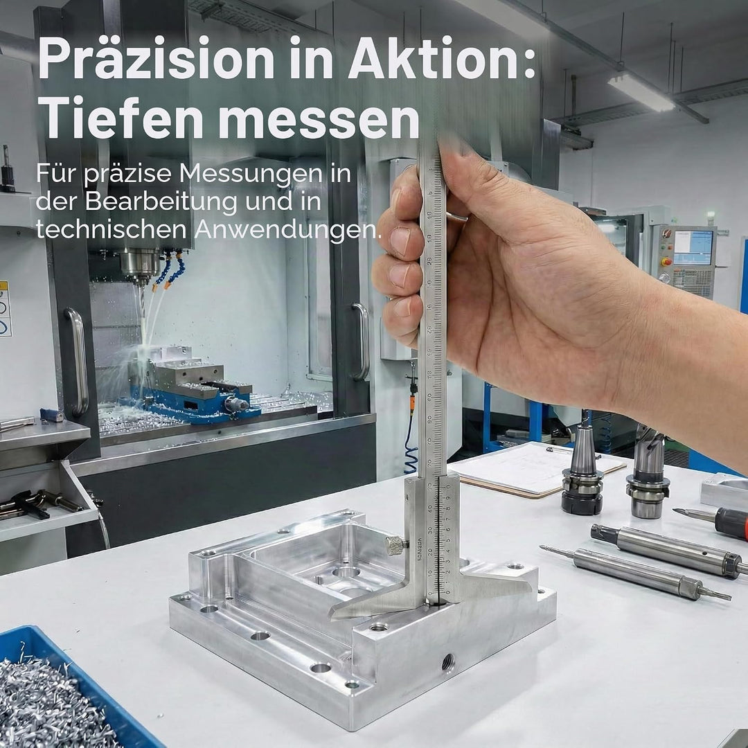 KATSU Tiefenmessschieber 0–200mm 0,02 mm Genauigkeit Metrisches Tiefenmess-Messschieber Messwerkzeug
