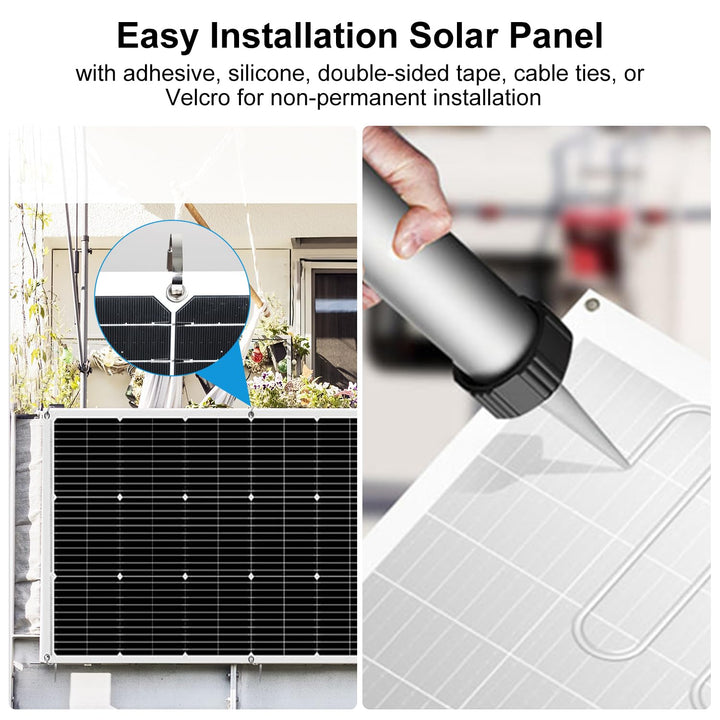 【240W 12V Flexibel Solarpanel Kit】DERUXI 2x120W Flexibles Solarmodule+30A Laderegler+Y Solarstecker+