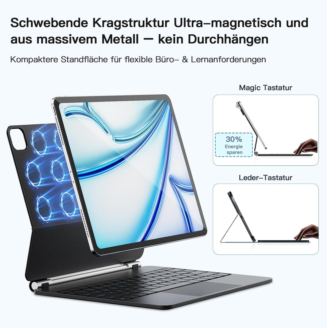 RAYMCRAFT Tastatur Hülle für iPad Air 13 Zoll (M4/M3/M2, 2026/2025/2024) &amp; iPad Pro 12.9 Zoll (6./5.
