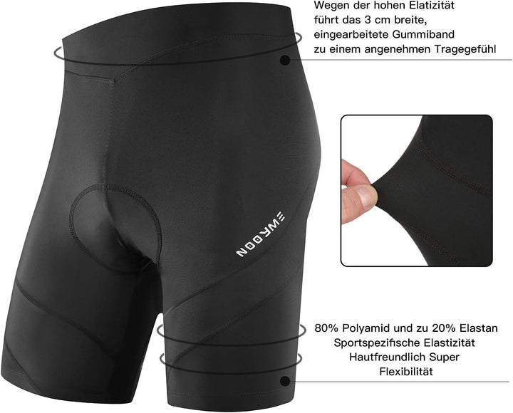 NOOYME Radlerhose Herren Fahrradhose Herren gepolstert 4D Elastische Radlerhose Herren mit Sitzpolst