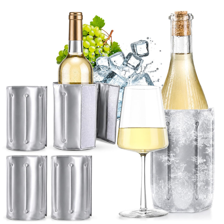 COM-FOUR® 4x Flaschenkühler für unterwegs - Weinkühler-Manschette mit Schnellverschluss - Kühlmansch