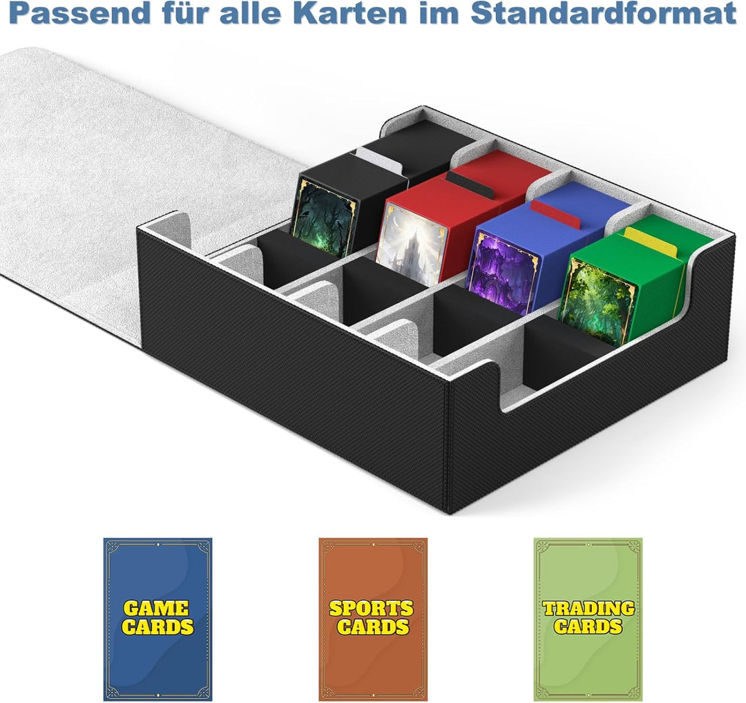 Mlikero Sammelkarten-Aufbewahrungsbox für 2400+ Karten, Magnetische Karten Deck-Box mit 10 Kartentei