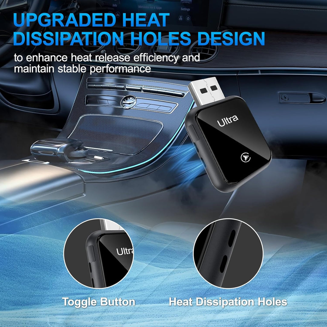 Wireless CarPlay Adapter 2-in-1, 2025 Aufgerüstet Wired zu Wireless für CarPlay/Android Auto, Mini-D