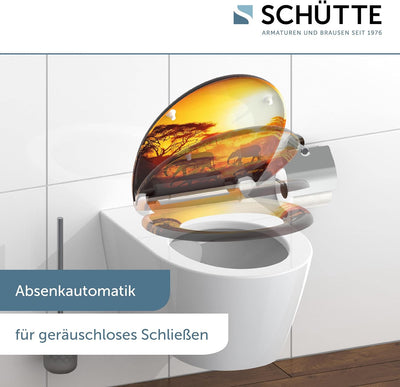 SCHÜTTE WC-Sitz Duroplast AFRICA, Toilettensitz mit Absenkautomatik und Schnellverschluss für die ei