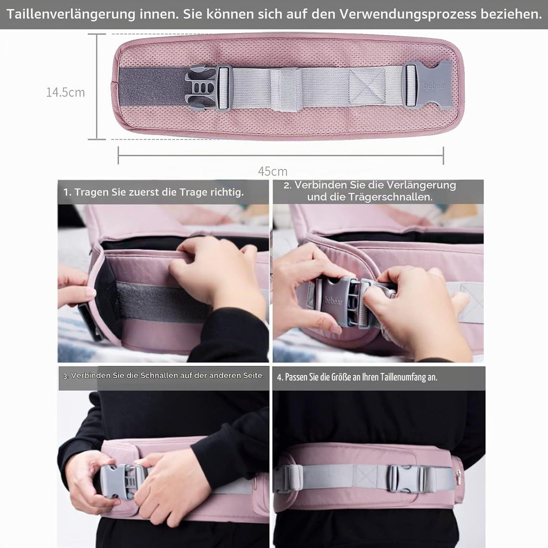 Bebamour Babytrage, ergonomisch, mit Hüftsitz, reine Baumwolle, leicht und atmungsaktiv, mehrere Pos