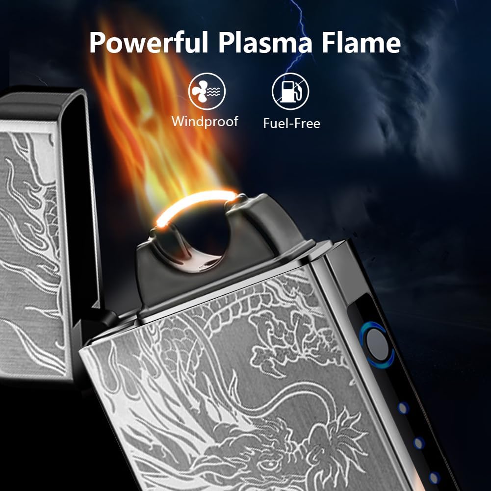 SKRFIRE SturmFeuerzeug Elektrisch Feuerzeug Personalisiert Lighter Lichtbogen Feuerzeuge USB Aufladb