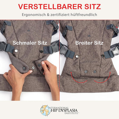 You+Me 4-in-1 Babytrage mit 3D-Cool Mesh – Für Neugeborene ab 3,6kg und Kleinkinder bis 14,5kg Grau,