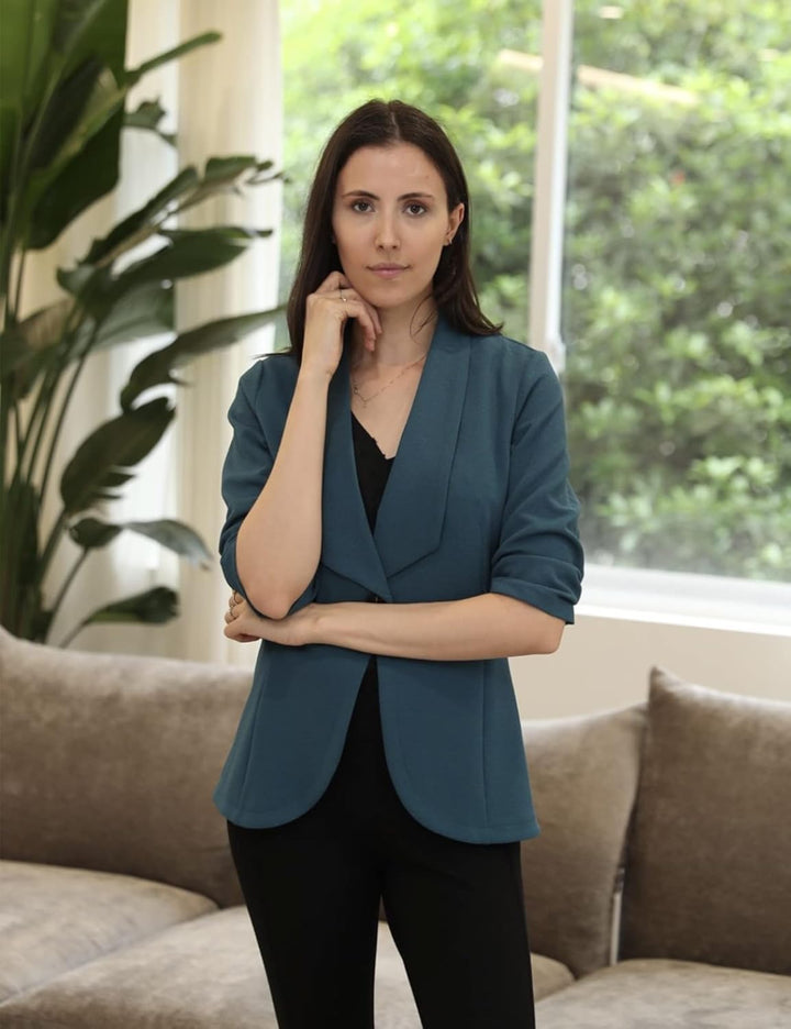 UNibelle Blazer Damen Sportlich Elegant Longblazer 3/4 Arm Sommer Leicht Business Büro Blazer Jacke