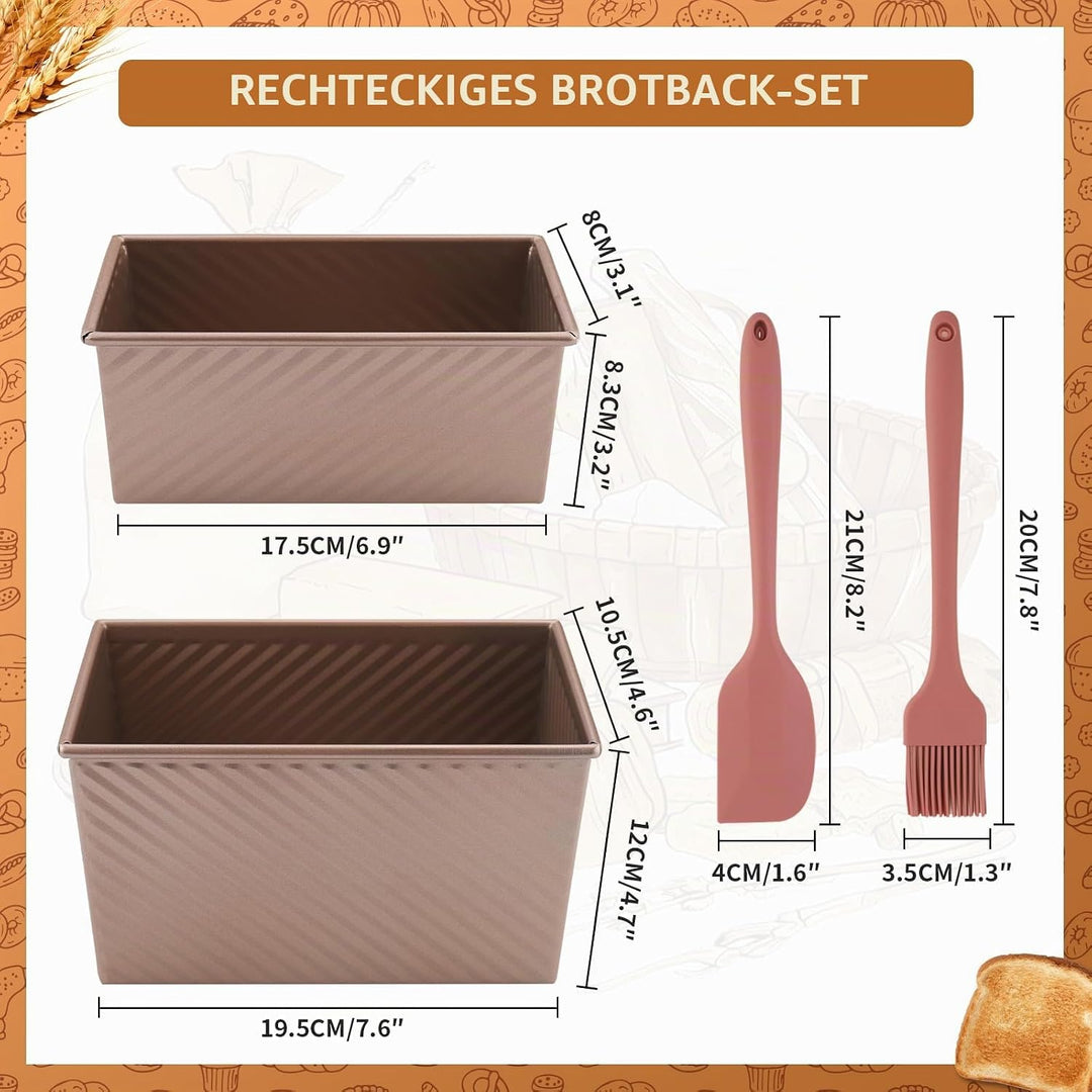 4PCS Brotbackform mit Deckel Set Toast Brot Backform Kastenform Antihaft Toastform mit Deckel inkl P