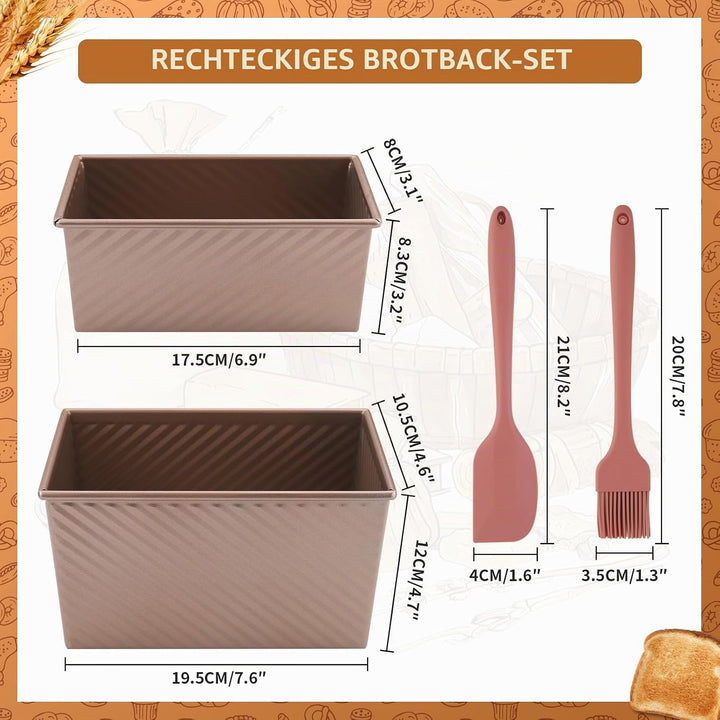 4PCS Brotbackform mit Deckel Set Toast Brot Backform Kastenform Antihaft Toastform mit Deckel inkl P