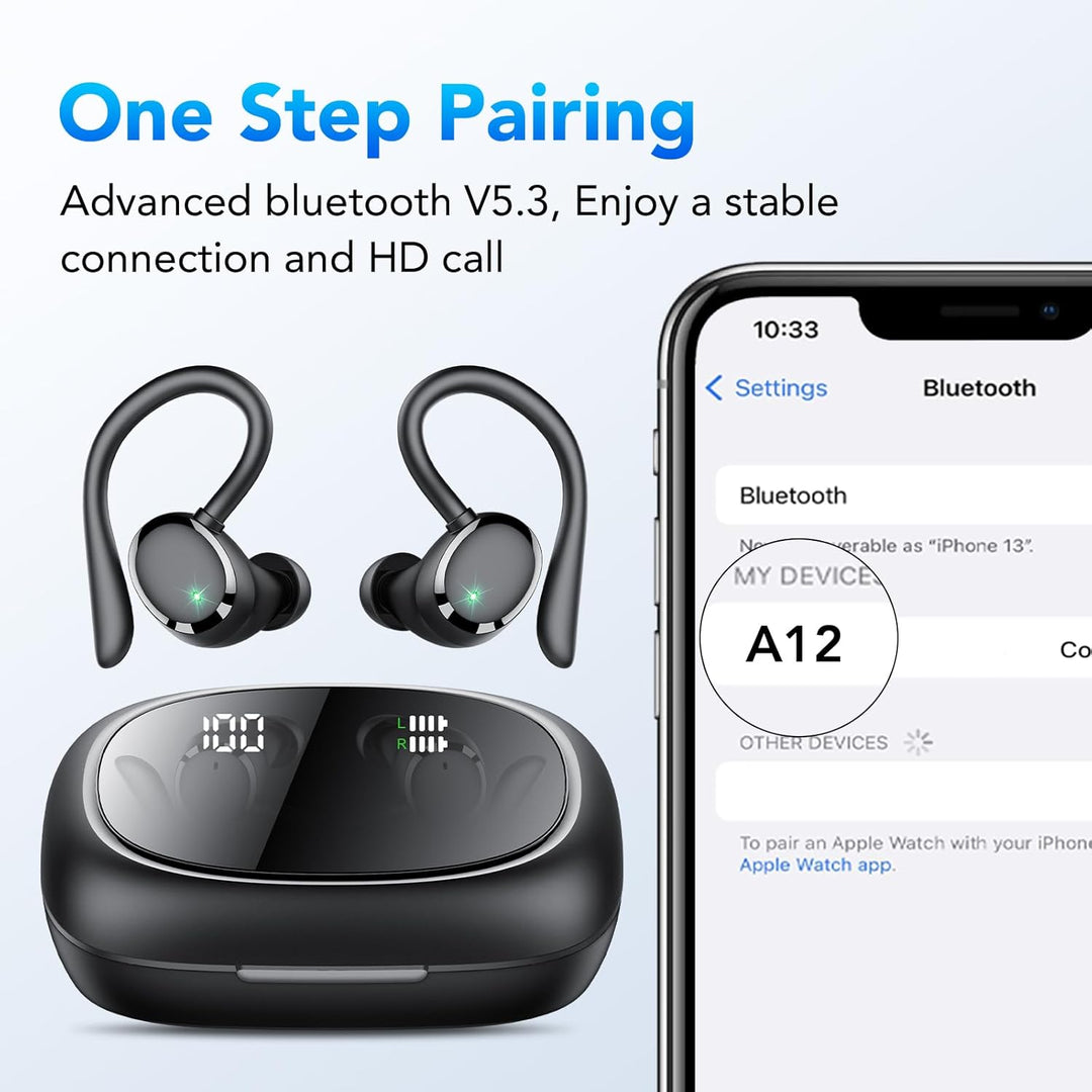 Bluetooth Kopfhörer Sport, Kopfhörer Kabellos Bluetooth 5.3 mit HD Mic, In Ear Kopfhörer mit 4 ENC K