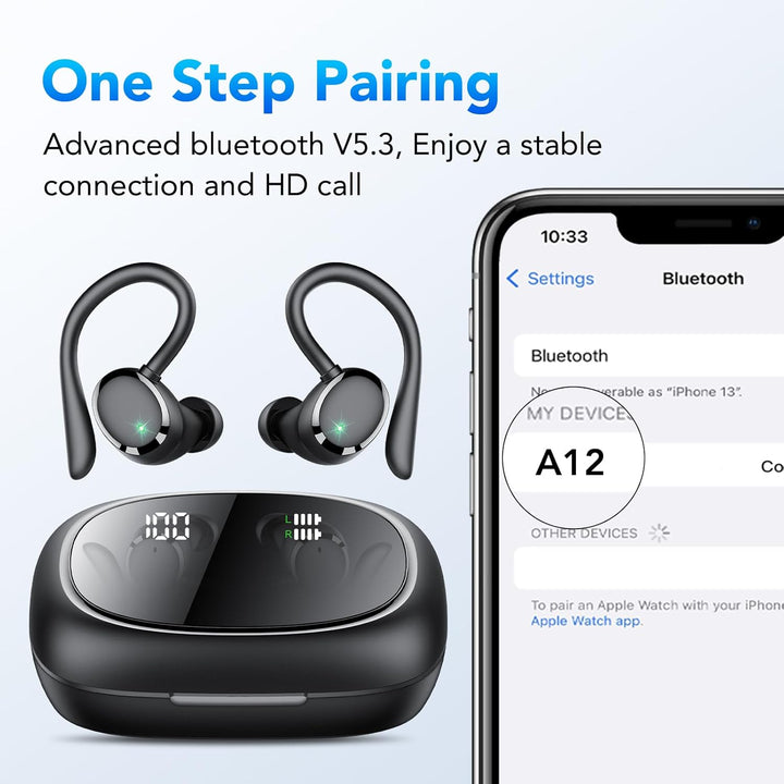 Bluetooth Kopfhörer Sport, Kopfhörer Kabellos Bluetooth 5.3 mit HD Mic, In Ear Kopfhörer mit 4 ENC K