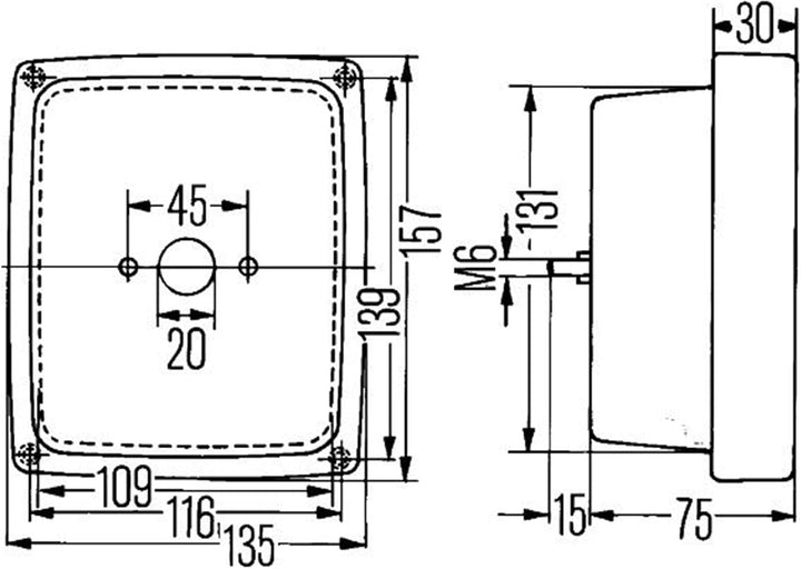 HELLA - Halogen-Rückfahrscheinwerfer - 12/24V - Einbau/Anbau - für senkrechte Befestigung/für waager