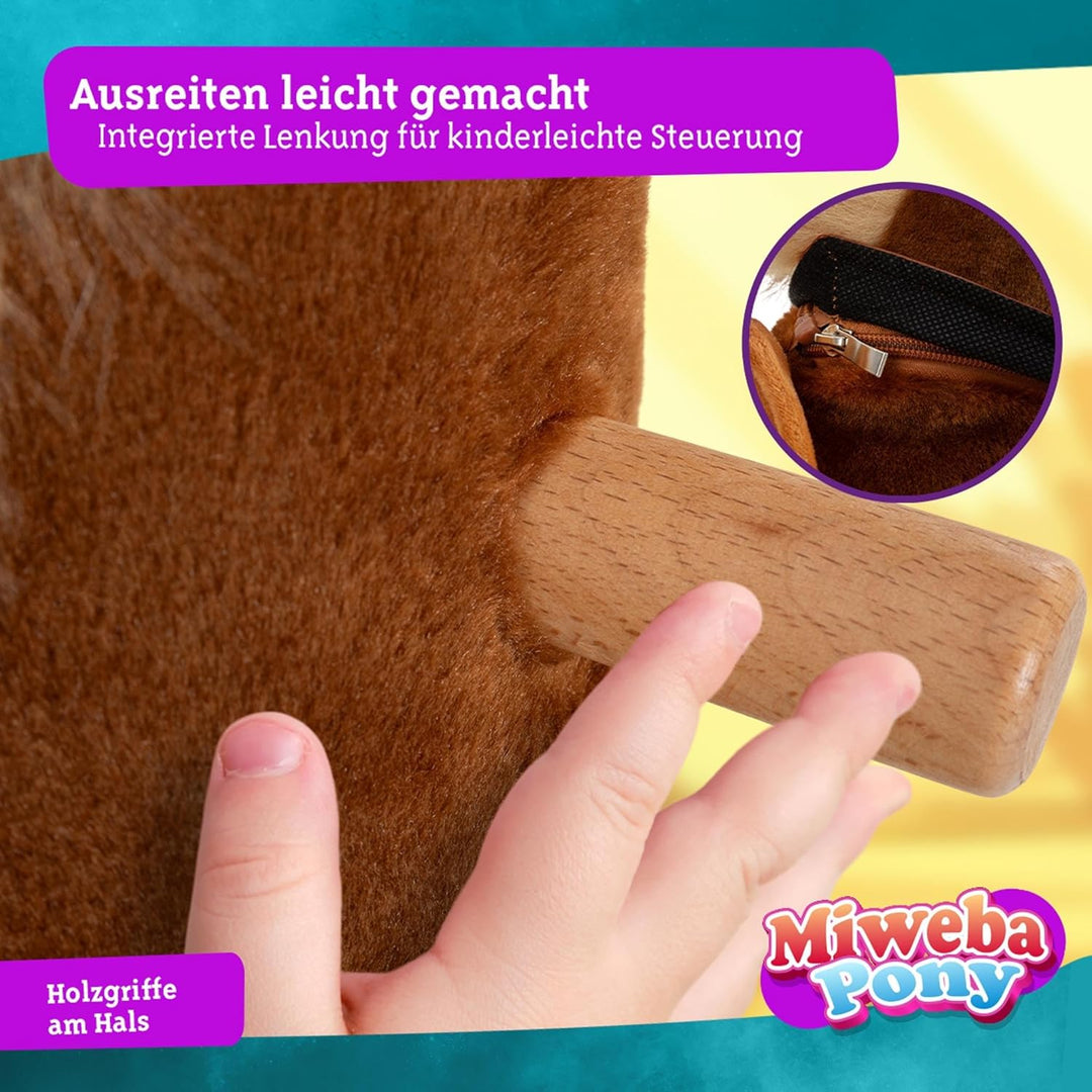 Miweba Pony Amadeus | Reitpferd auf Rollen - Pferd für Kinder - Schaukelpferd - Schaukeltier - Kusch