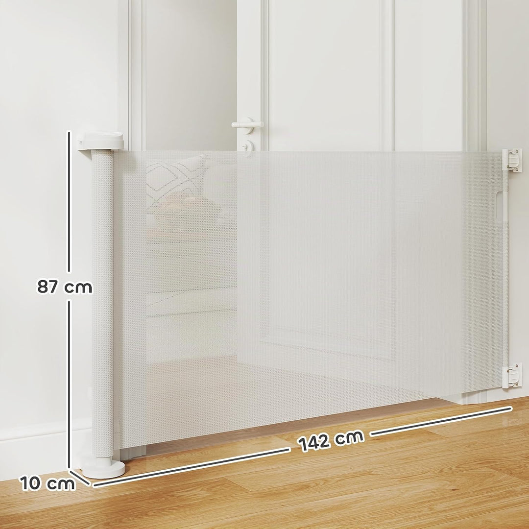 PawHut Treppenschutzgitter Ausziehbar 0-136cm 87 cm Hoch Türschutzgitter Treppenschutzrollo Absperrg